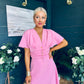 Karina Ruched Detail Midi Dress Pwr Pink