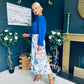 Terrie Plunge Neck Midi Dress Blue