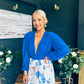 Terrie Plunge Neck Midi Dress Blue