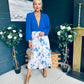 Terrie Plunge Neck Midi Dress Blue