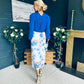 Terrie Plunge Neck Midi Dress Blue