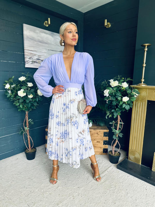 Terrie Plunge Neck Midi Dress Lilac