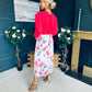 Terrie Plunge Neck Midi Dress Coral