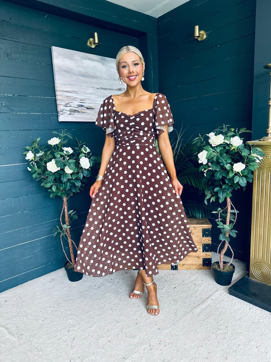 Aoibhe Detailed Midi Dress Coco Polka M
