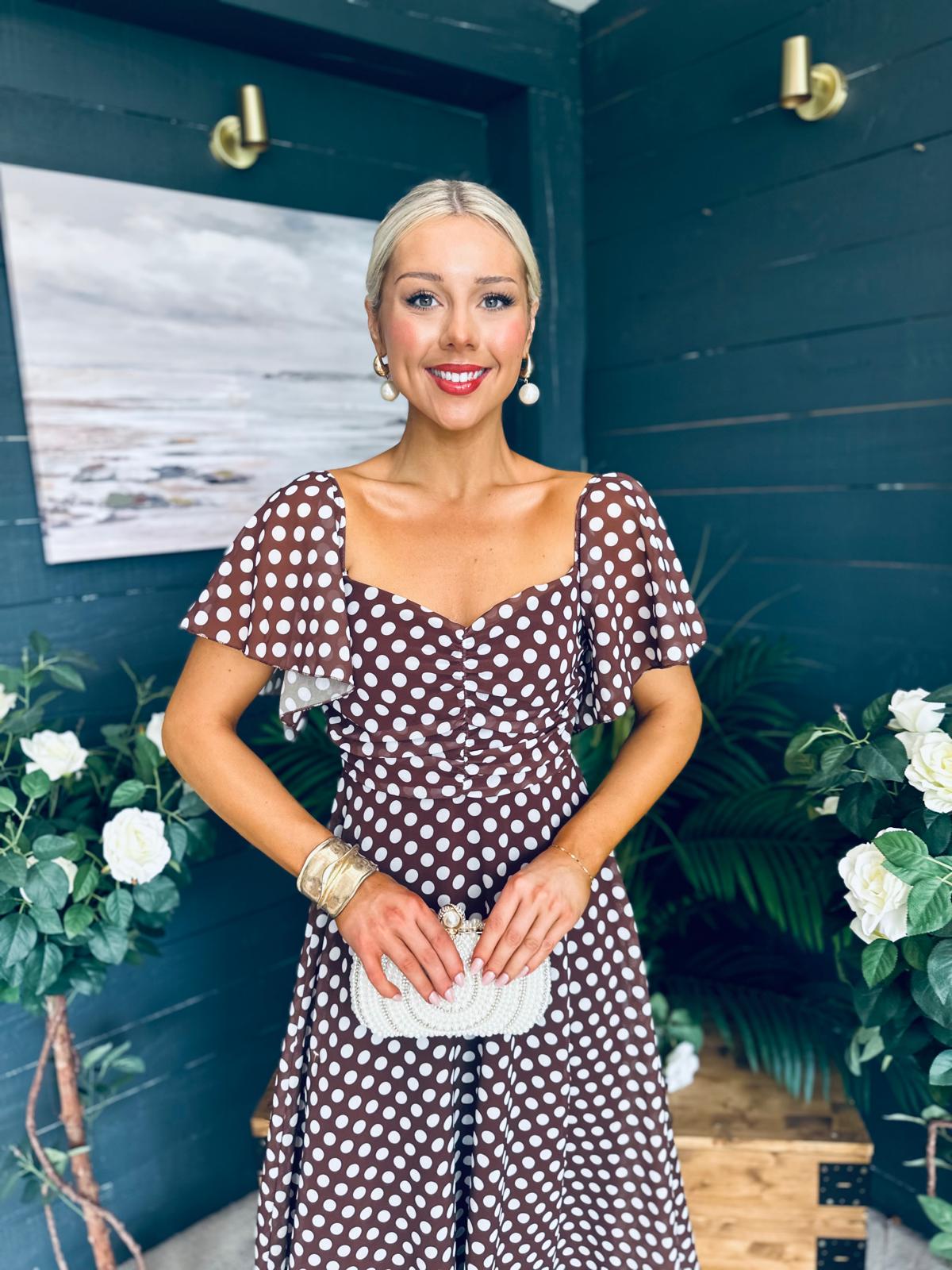 Aoibhe Detailed Midi Dress Coco Polka S