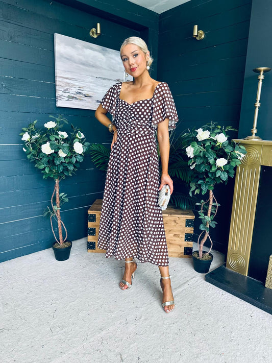 Aoibhe Detailed Midi Dress Coco Polka S