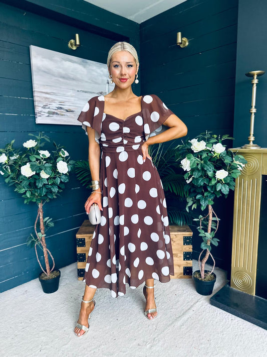 Aoibhe Detailed Midi Dress Coco Polka L