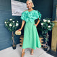 Jackie Floral Detail Occasion Midi Dress Emerald