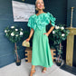 Jackie Floral Detail Occasion Midi Dress Emerald