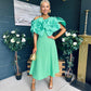 Jackie Floral Detail Occasion Midi Dress Emerald
