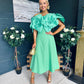 Jackie Floral Detail Occasion Midi Dress Emerald