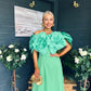 Jackie Floral Detail Occasion Midi Dress Emerald