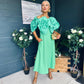 Jackie Floral Detail Occasion Midi Dress Emerald
