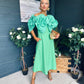 Jackie Floral Detail Occasion Midi Dress Emerald