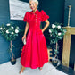 Felicity Detailed Occasion Midi Dress Red