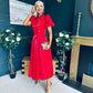 Felicity Detailed Occasion Midi Dress Red