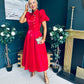 Felicity Detailed Occasion Midi Dress Red