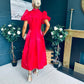 Felicity Detailed Occasion Midi Dress Red