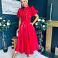 Felicity Detailed Occasion Midi Dress Red