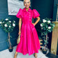 Felicity Detailed Occasion Midi Dress Pink