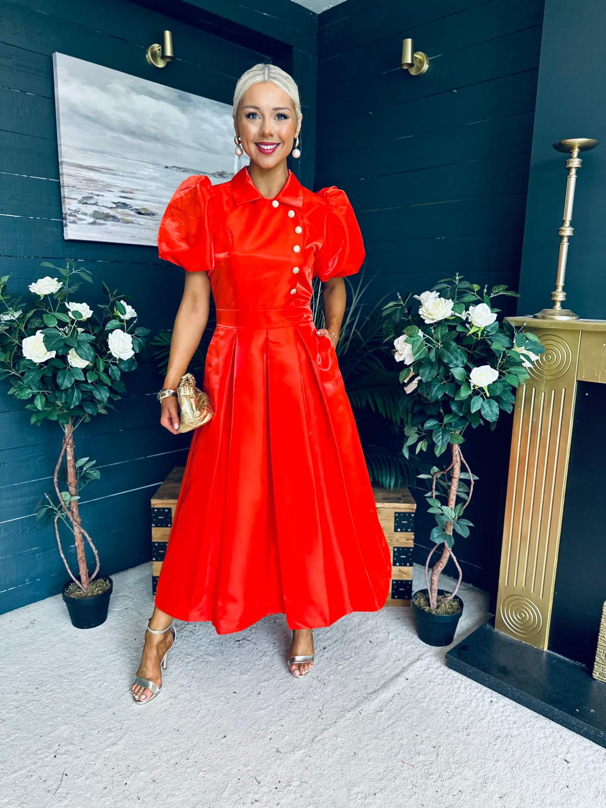 Felicity Detailed Occasion Midi Dress Amber