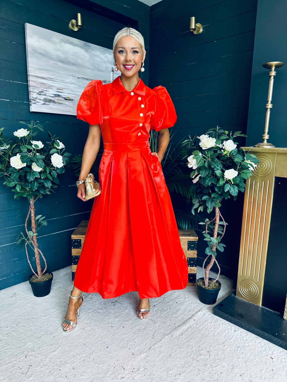 Felicity Detailed Occasion Midi Dress Amber