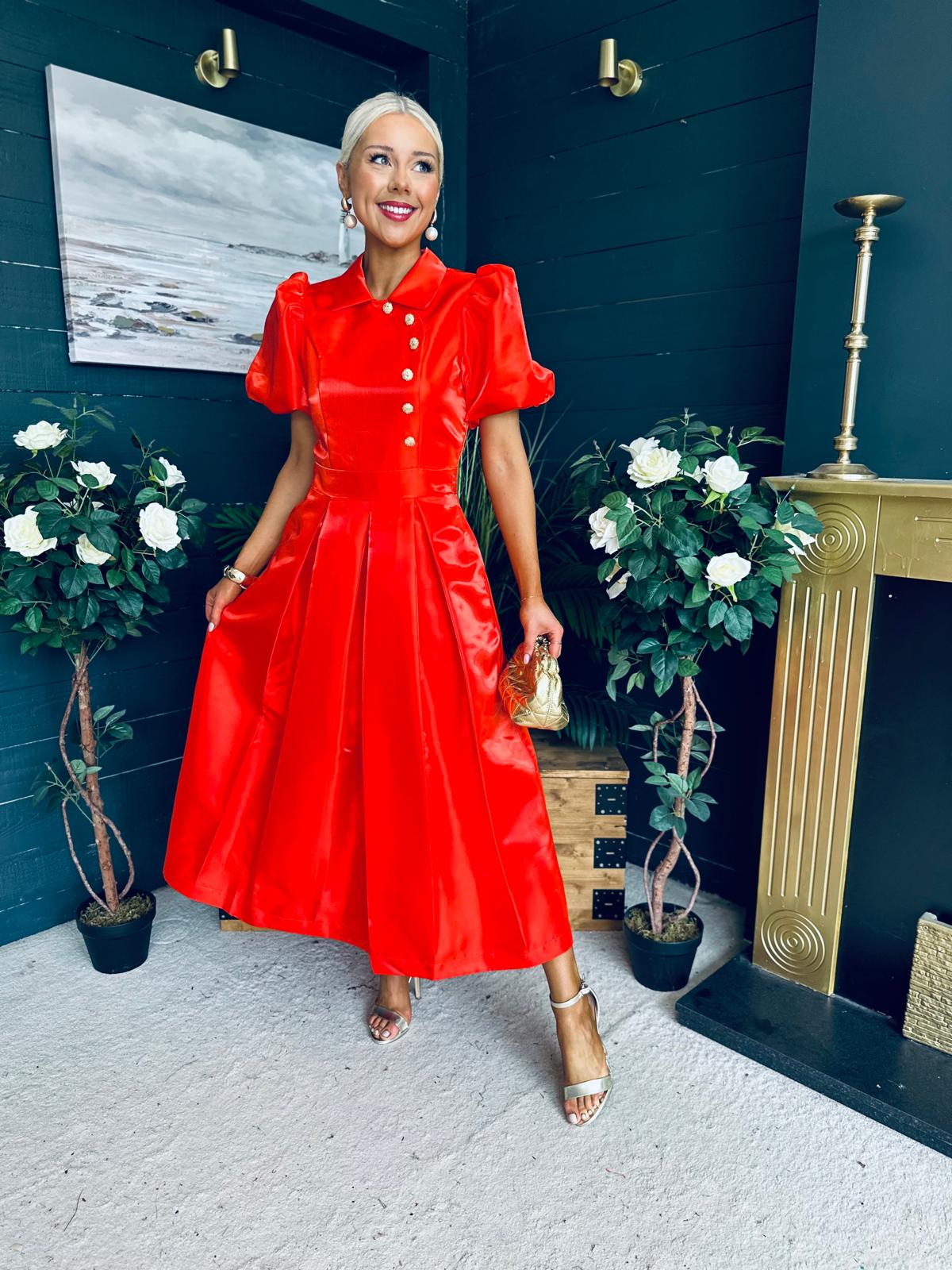 Felicity Detailed Occasion Midi Dress Amber