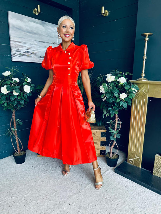 Felicity Detailed Occasion Midi Dress Amber
