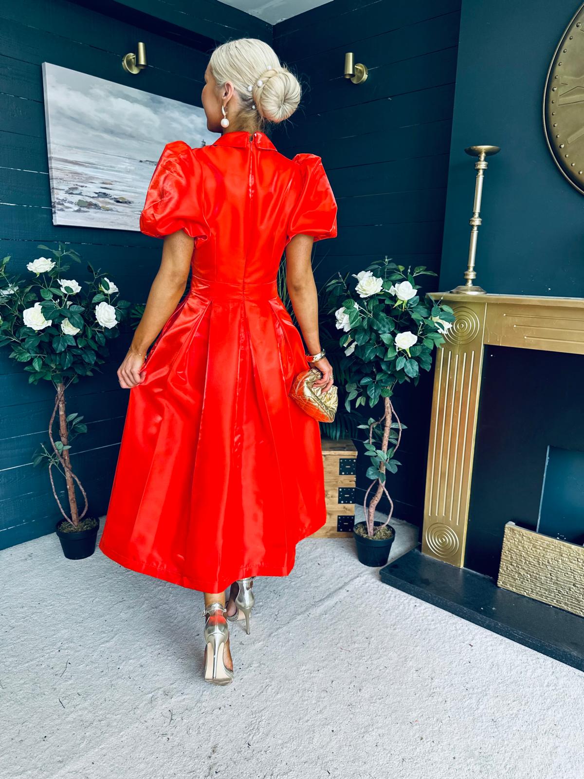 Felicity Detailed Occasion Midi Dress Amber