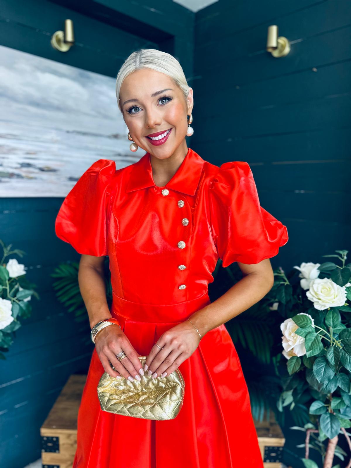 Felicity Detailed Occasion Midi Dress Amber