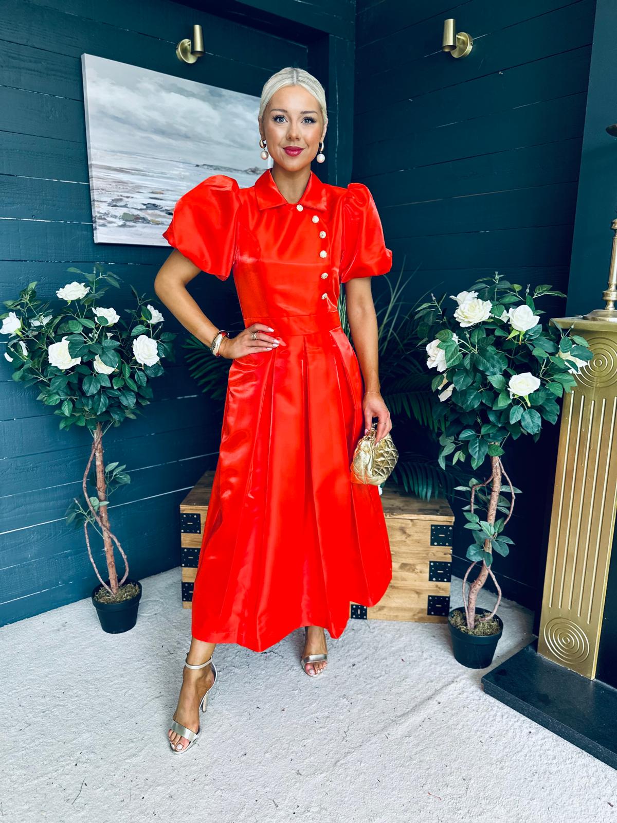 Felicity Detailed Occasion Midi Dress Amber