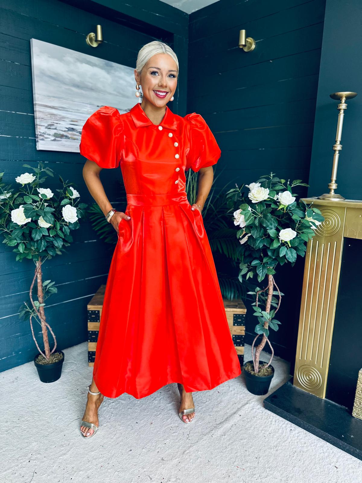 Felicity Detailed Occasion Midi Dress Amber