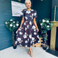 Elowin Statement Sleeve Skater Midi Dress Floral Coco