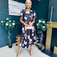 Elowin Statement Sleeve Skater Midi Dress Floral Coco