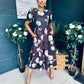 Elowin Statement Sleeve Skater Midi Dress Floral Coco