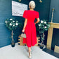 Elowin Statement Sleeve Skater Midi Dress Red