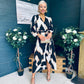 Erin Long Sleeve Split Hem Frill Detail Maxi Dress Animal Print