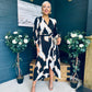 Erin Long Sleeve Split Hem Frill Detail Maxi Dress Animal Print