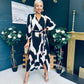Erin Long Sleeve Split Hem Frill Detail Maxi Dress Animal Print