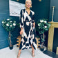 Erin Long Sleeve Split Hem Frill Detail Maxi Dress Animal Print