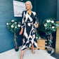 Erin Long Sleeve Split Hem Frill Detail Maxi Dress Animal Print