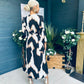 Erin Long Sleeve Split Hem Frill Detail Maxi Dress Animal Print