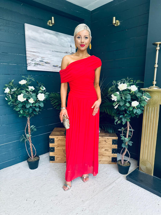 Vienna Occasion Maxi Mech Dress Red