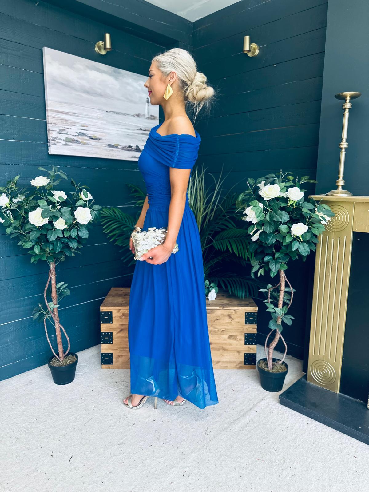 Vienna Occasion Maxi Mech Dress Cobalt
