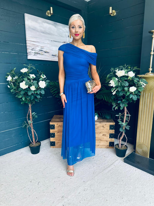 Vienna Occasion Maxi Mech Dress Cobalt