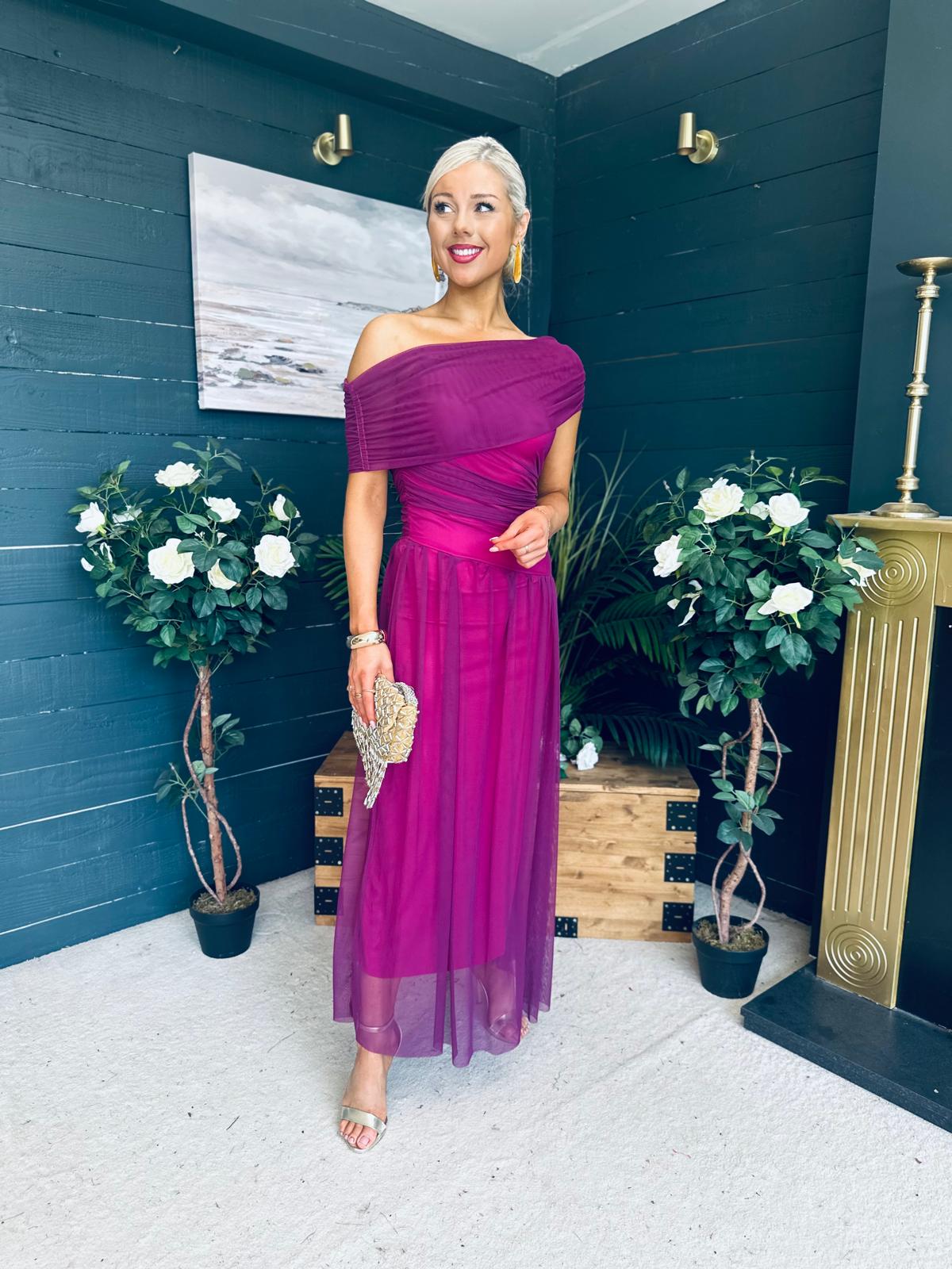 Vienna Occasion Maxi Mech Dress Violet