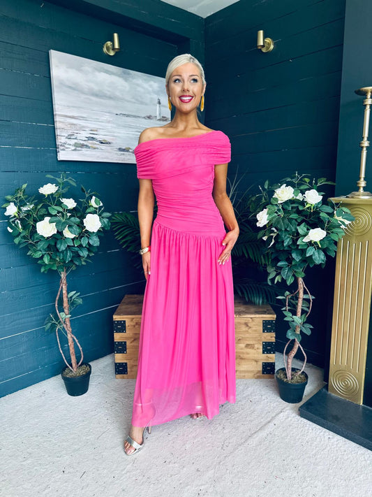 Vienna Occasion Maxi Mech Dress Pink