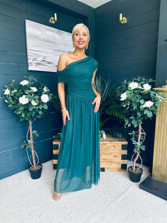 Vienna Occasion Maxi Mech Dress Forest