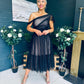 Suzan Occasion Tulle Midi Dress Black