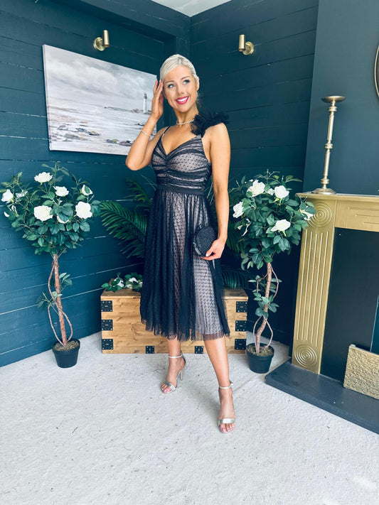 Dolly Occasion Tulle Midi Dress Black